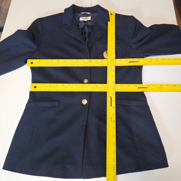 Talbots Navy Blue Gold Tone Embroidery Wool Blazer Jacket Preppy Women's 4 3611 - Picture 7 of 8